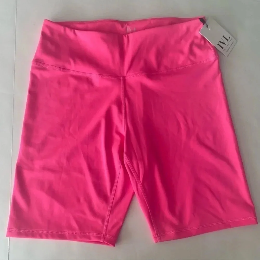 New IVL COLLECTIVE Hydrasculpt Bike Shorts KNOCKOUT Neon PINK SIZE 12